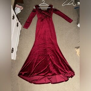 Beautiful off the shoulder maroon velvet Dress. Size Large